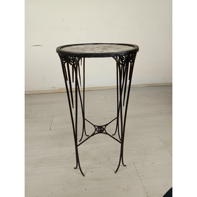 Art Deco Wrought Iron and Marble Side Table, 1920s For Sale - Image 3 of 14