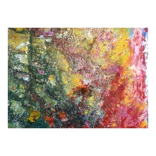 Green, Yellow, Red - Textured Expressionist Composition in Acrylic on Canvas by Charles David Francis For Sale