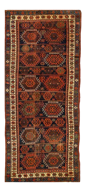 Navy Blue Antique Russian Kazak Runner 4'11'' X 10'4''