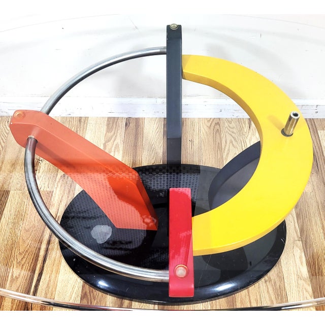 Postmodern 1980's Marble & Glass Coffee Table Colorful Abstract - Memphis Design For Sale In New York - Image 6 of 8