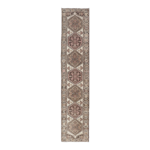 Antique Persian Serab Runner With Geometric Medallion's 2'5 X 12'8