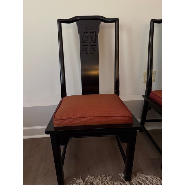 Mid-Century Modern Burl and Black Lacquer Dining Set Attributed to Century Furniture's Chin Hua Collection, Designed by Raymond K. Sobota. Circa 1970s–80s. For Sale - Image 3 of 6