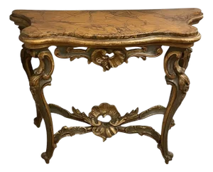 Italian Early 18th Century Giltwood Console With Faux Marble Top