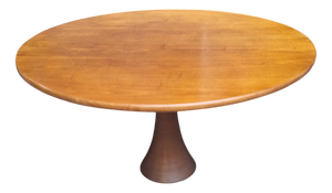Vintage Model 302 Table with Bronze Leg and Wooden Top by Angelo Mangiarotti for Bernini, 1960s