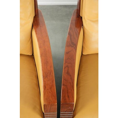 Brown Art Deco Decoforma Series Frank Armchairs in Yellow Cowhide from Schuitema, Set of 2 For Sale - Image 8 of 16