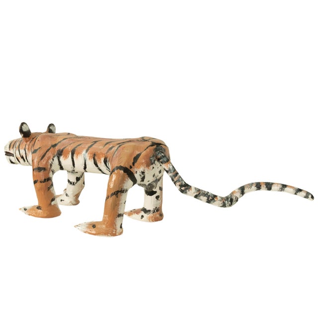 African American Folk Art Hand-Carved Wooden Hand-Painted Tiger Sculpture by Isaac Smith, 1980 For Sale In Portland, OR - Image 6 of 17