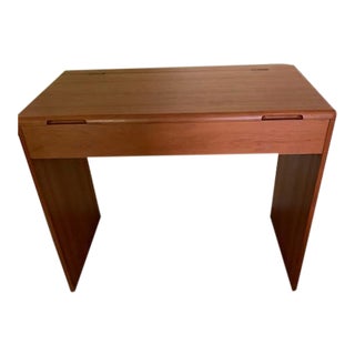 1970s Mid-Century Modern Teak Flip Top Vanity For Sale