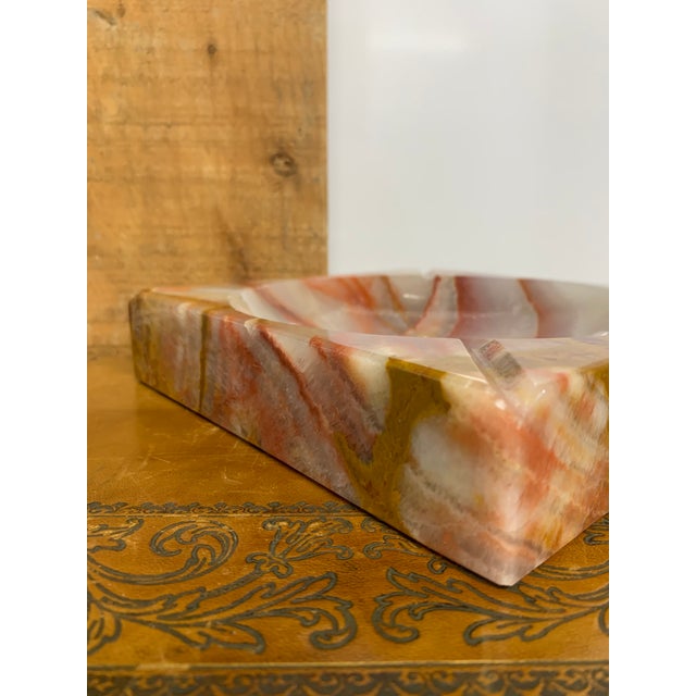 Large Italian MCM Square Onyx Marble Ashtray with Incredible Color & Veining