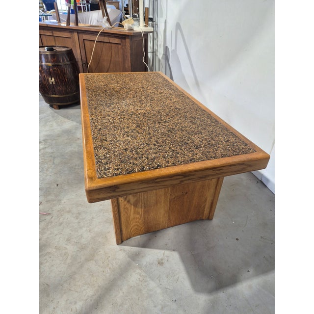 1980s Japandi Style Oak and Pebble Coffee Table, 1980s For Sale - Image 5 of 12