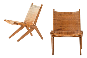 Easy Chairs in Cane and Oak from Preben Thorsen, 1957, Set of 2