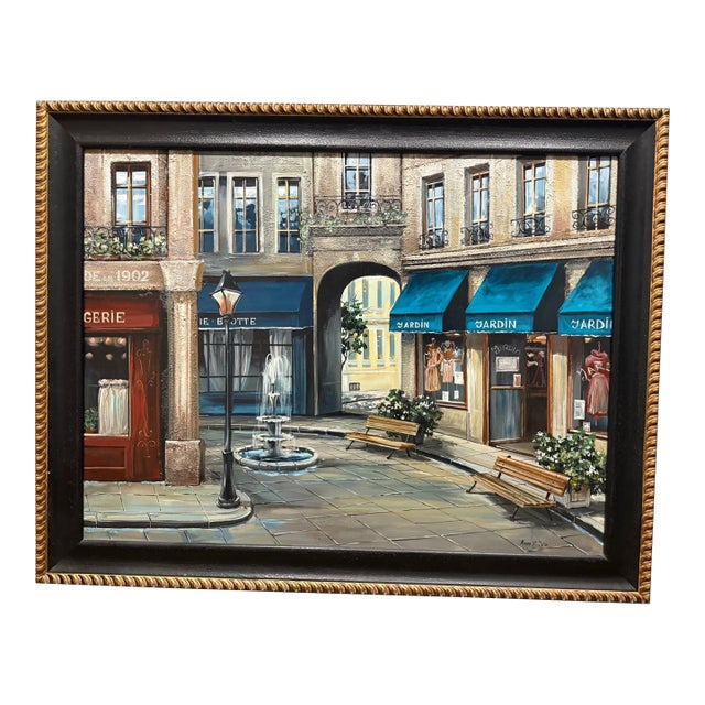 European Courtyard Painting For Sale