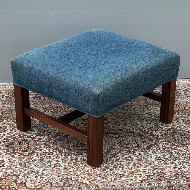 Chippendale Vintage Chippendale Block Leg Ottoman or Foot Stool For Sale - Image 3 of 11
