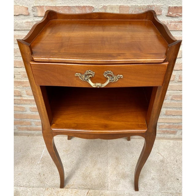 French Cherry You and Me Nightstands with Drawers and Open Shelf, 1960s, Set of 2 For Sale - Image 6 of 17