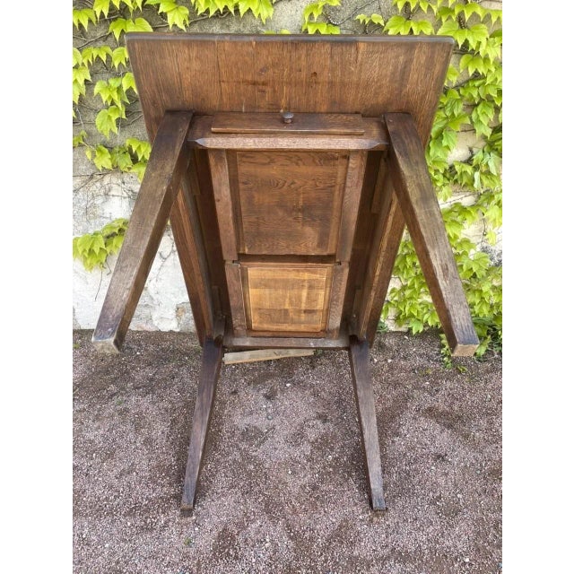 Wood Rustic Solid Oak Table with 2 Drawers For Sale - Image 7 of 18