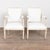 Pair, Swedish original white painted armchairs with turned fluted legs and additional fluted carving along arms. The...