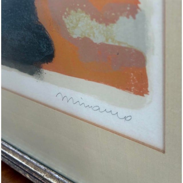 Mid-Century Modern Mid 20th Century Mid-Century Modern Abstract Still Life Lithograph by Minarro For Sale - Image 3 of 8