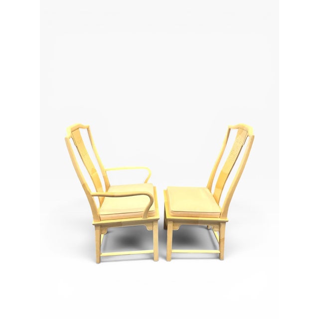 1990s Century Furniture Raymond Sobota Faux Goatskin Dining Chairs- Set of 6 For Sale - Image 12 of 14