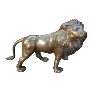 Large Hollywood Regency Brass Lion Sculpture