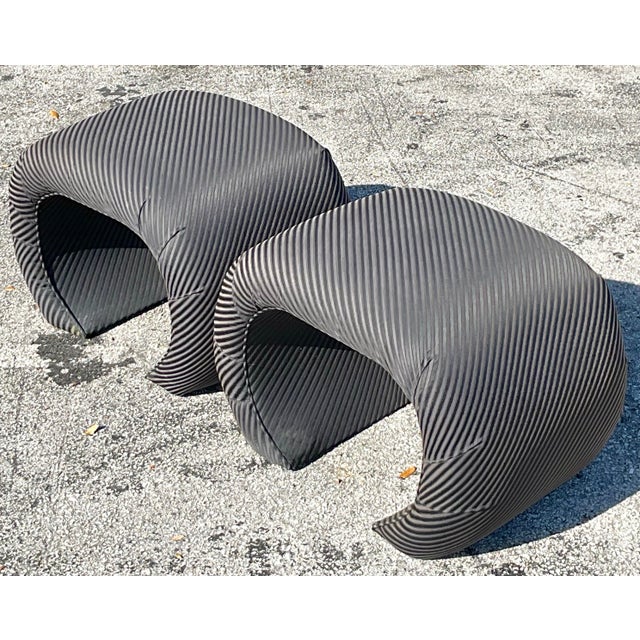 Vintage Boho Waterfall Ottomans - a Pair For Sale - Image 4 of 8