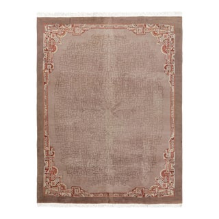 Antique Chinese Art Deco Style Rug in Beige, With Patterns, From Rug & Kilim For Sale