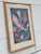 Framed and matted gouache on paper abstract composition featuring geometric shapes in shades of pink, white, and black...