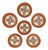 Asian Modern Bat Trang Vietnamese Rattan & Ceramic Coasters With Hand Painted Floral Motif - Set of 6 For Sale