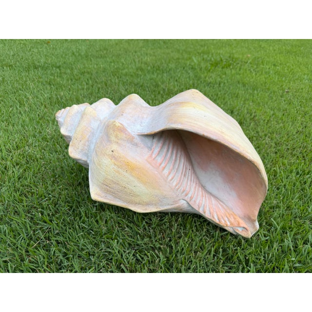 Plastic Vintage Oversized Hand-Painted Oversized Conch Shell Sculpture For Sale - Image 7 of 12