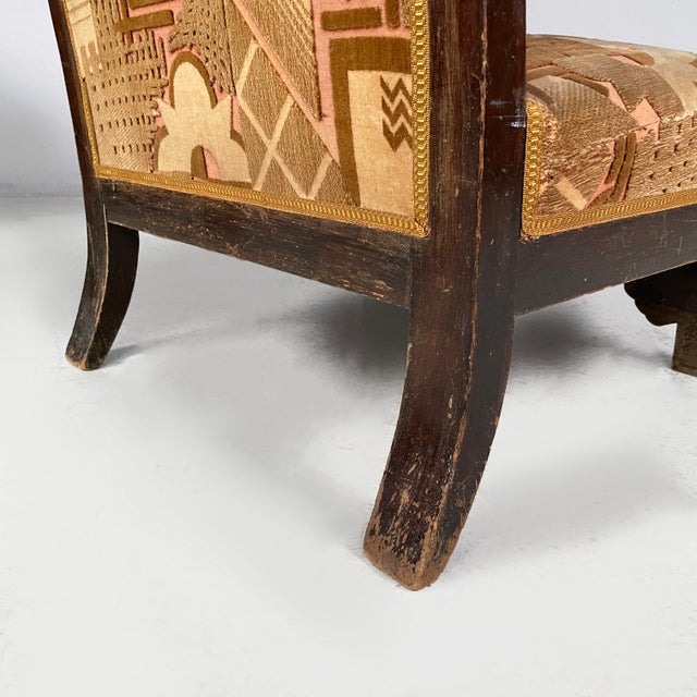 Art Deco Italian Armchairs in Red Yellow Fabric, 1930s, Set of 2 For Sale - Image 18 of 18