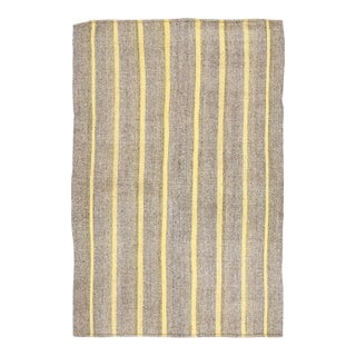 Vintage Turkish Kilim Wool Rug With Gold Stripes by Rug & Kilim, 1950-1959 For Sale