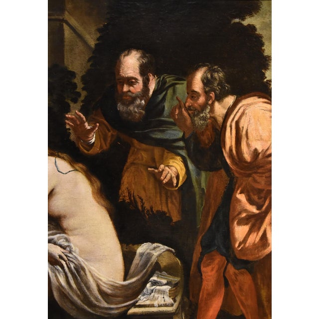 Roman School Artist, Susanna and the Elders, 17th Century, Oil on Canvas, Framed For Sale - Image 15 of 18