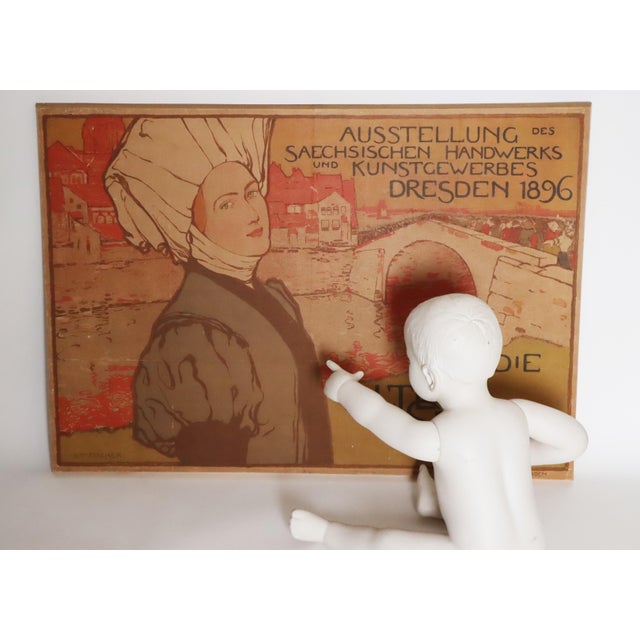 Art Nouveau Exhibition of Saxon Crafts and Arts and Crafts Poster, Dresden, 1896 For Sale - Image 4 of 12