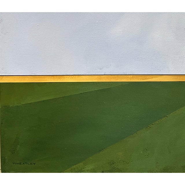 Textile Wide Open Sky by Justin Wheatley | Acrylic on Canvas Red Barn With Green Fields For Sale - Image 7 of 11