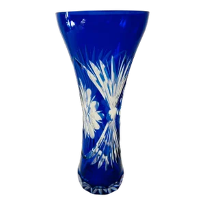Vintage Hand Cut to Clear Bohemian Crystal Vase