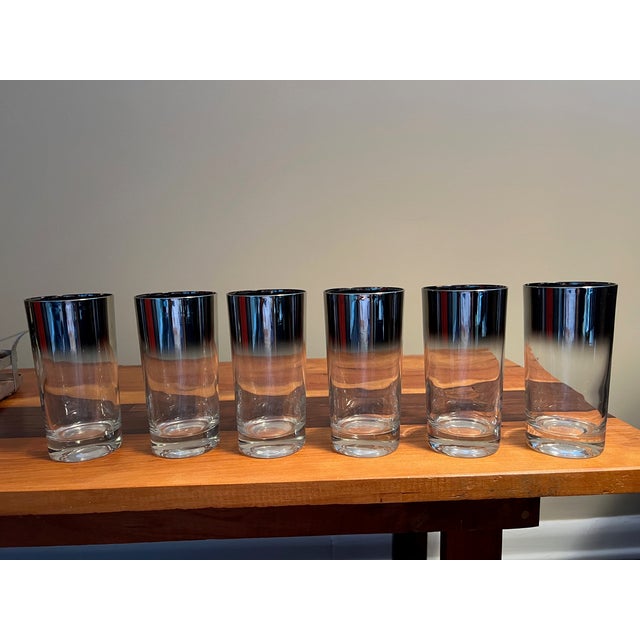 1950s Vintage Dorothy Thorpe Art Deco 10 Piece Barware Glassware Set With Caddy/Tray For Sale - Image 5 of 11