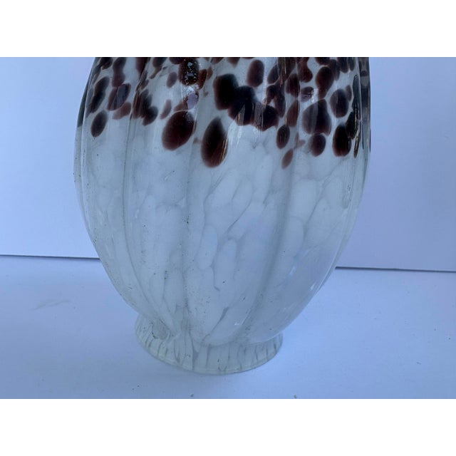Glass Vintage Hand-Blown Spotted Art Glass Flame Crown Lamp Shade For Sale - Image 7 of 11