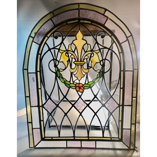 Antique French Stained Glass Window From 19th Century New Orleans