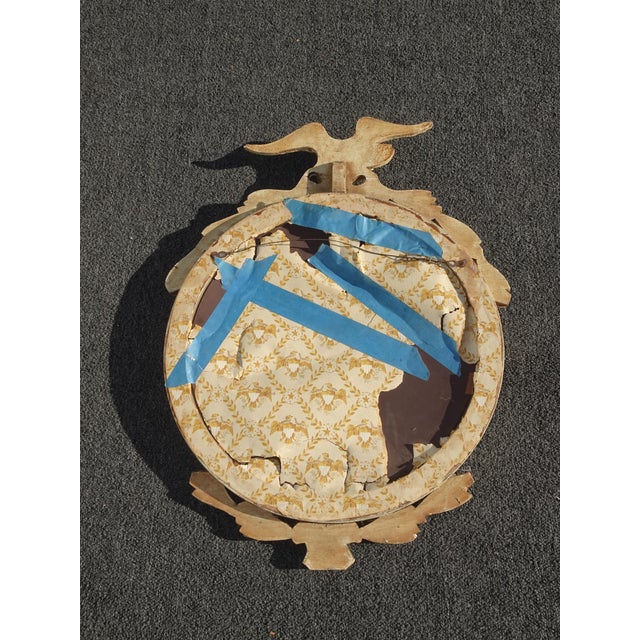 Antique Off White Federal Bullseye Eagle Convex Wall Mantle Mirror 13 Colonies#3 For Sale - Image 17 of 17