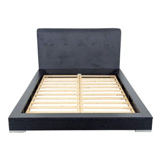 BoConcept Modern Black Queen Size Bed Frame With Upholstered Headboard For Sale