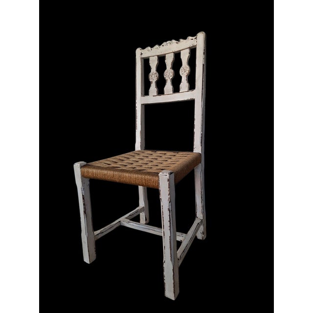 Vintage Wood Chairs with Rope Seats, 1960s, Set of 6 For Sale - Image 4 of 18