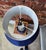 Antique Delft Candlestick Lamp With Navy Silk Shade For Sale - Image 9 of 12