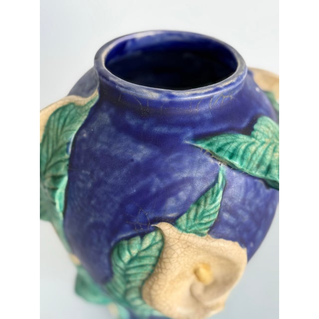 Rookwood Pottery Vintage Art Nouveau Relief Vase With Calla Lily and Foliage For Sale - Image 4 of 9