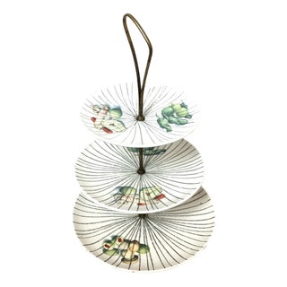 Vintage Ceramic and Brass Fruit Platter, Italy, 1960s For Sale