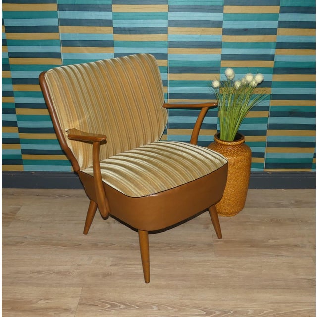 Beige Club Chair with Armrests and Back in Faux Leather, 1950s For Sale - Image 8 of 8