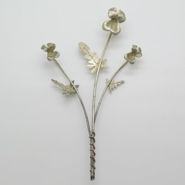 Vintage Italian Handmade Genuine Silver Orchid Branch Long Miniature, 1950s For Sale - Image 13 of 13