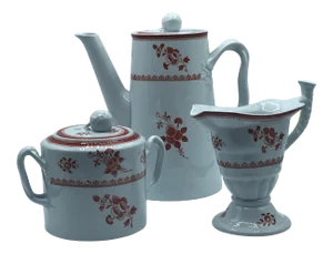 Vintage Copeland Spode Red Gloucester Stone Coffee Set- 3 Pieces