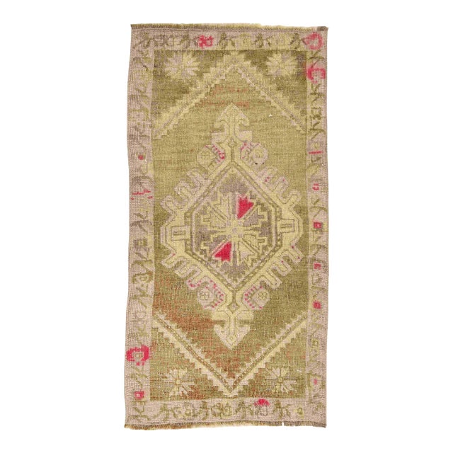 Vintage Washed Out Mini Rug For Sale