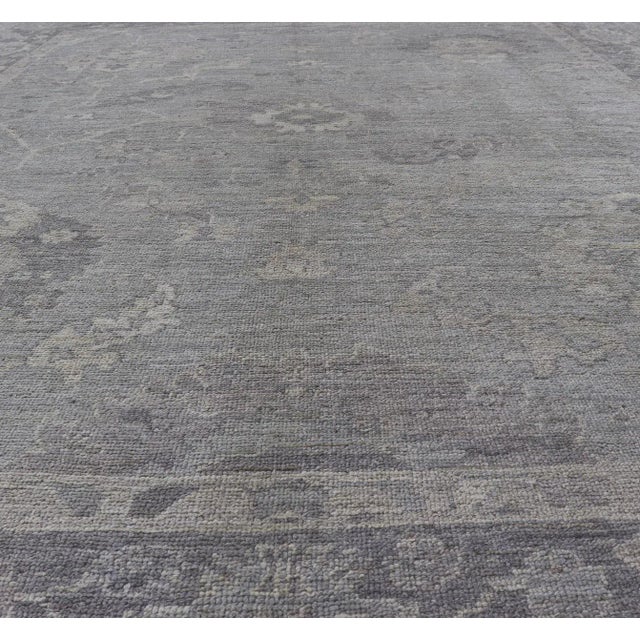 Traditional Turkish Oushak Hand Knotted With Floral Motifs by Keivan Woven Arts For Sale - Image 3 of 12