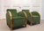 Green Vintage Green Velvet Lounge Chairs with Wooden Arm Overlays, Sweden, 1930, Set of 2 For Sale - Image 8 of 15