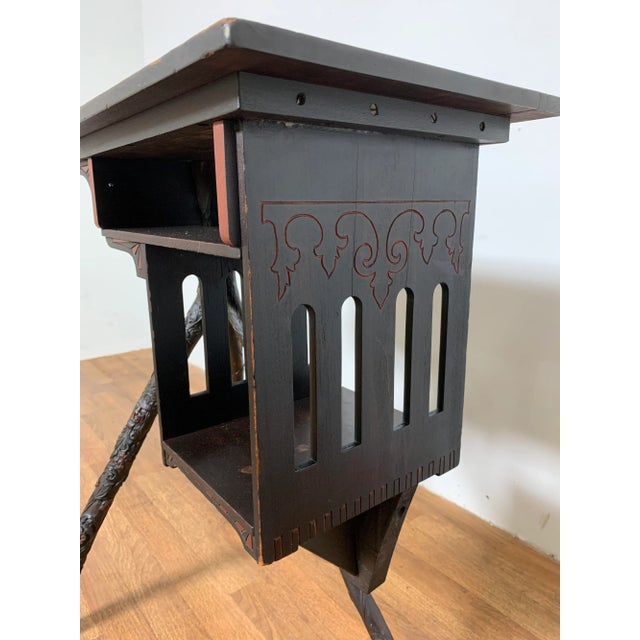 Wood Circa 1870s-1890 Hand Carved Antique Adirondack Table Stand For Sale - Image 7 of 13