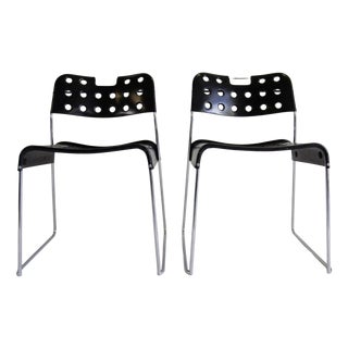 Omstak Black Chairs by Rodney Kinsman for Bieffeplast, 1970s, Set of 3 For Sale